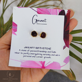 Rough Healing Gemstone Stud Earring, Garnet, Amethyst, Aquamarine, Herkimer, Emerald, Moonstone, Natural Birthstone Earring, Woman Jewelry